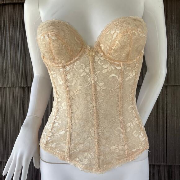 🔥NWOT Vintage ILGWU Carnival Romantic Lace Bustier Corset Victorian Bra Sz 32B - Picture 1 of 13